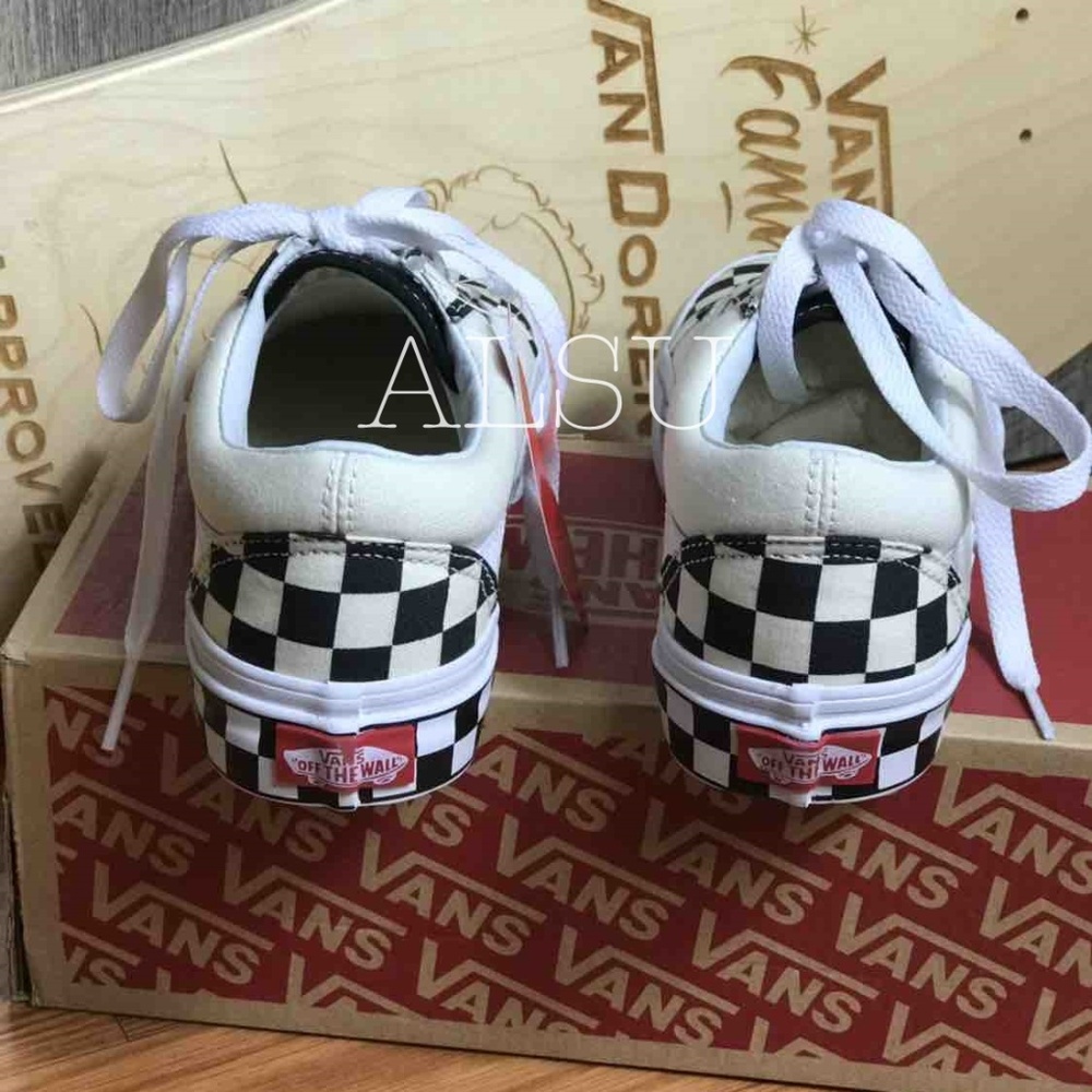 VANS OLD Skool Checker Sidewall White Black Kid’s - Picture 4 of 8
